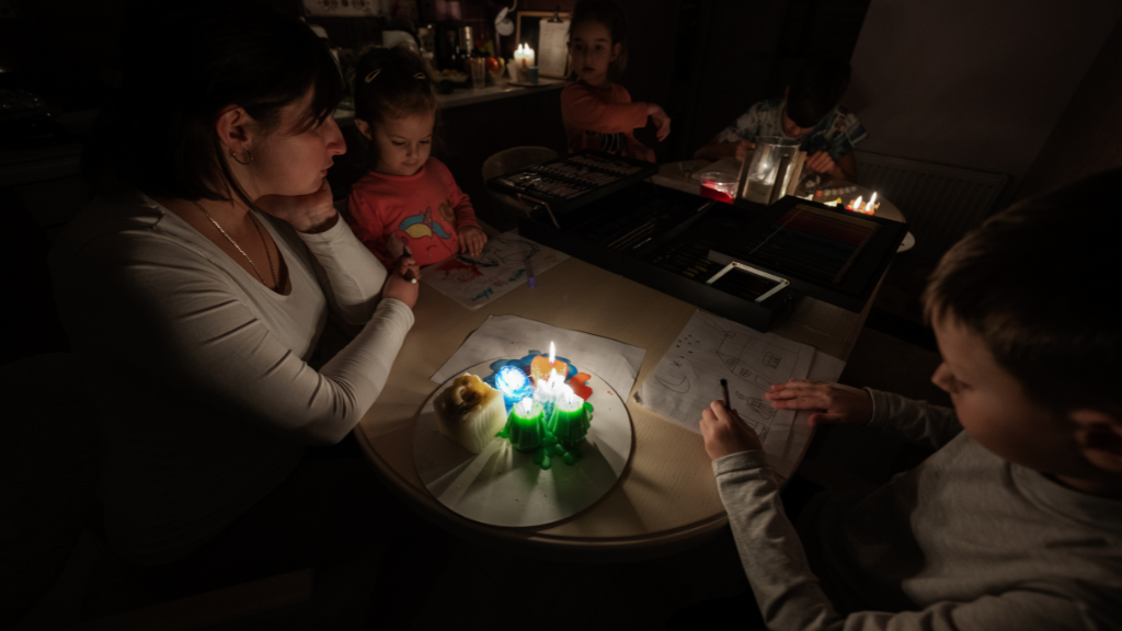 Familia durante el apagón